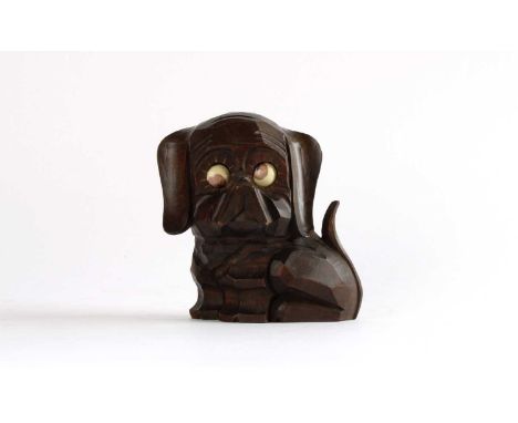 J. Oswald Co., Freiburg Novelty "Rolling Eye" Mantel Clock Circa 1925, carved as a Scottie dog, housing French Lancel movemen