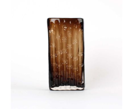 Geoffrey Baxter for Whitefriars Cinnamon and Clear Glass Cased "Bamboo" Vase Introduced 1967, from the "Textured" range, patt