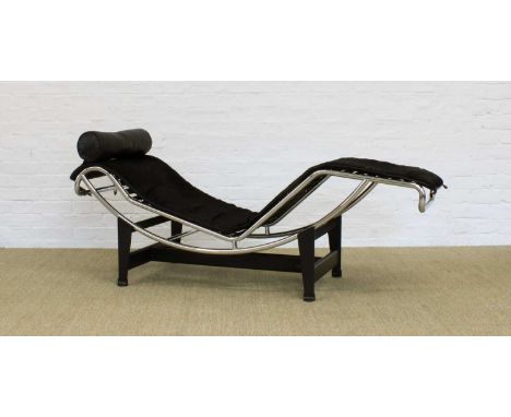 Le Corbusier and Charlotte Perriand (Designers) LC4 Chaise Longue by Cassina Chrome framed with black pony skin upholstery an