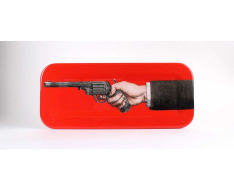 Fornasetti Milano "Braccio Con Pistola" Tray  2000s reissue, originally designed by Piero Fornasetti, layered poplar, hand-si