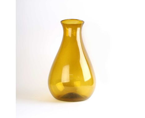 Large Art Glass Vase Yellow body with bubble inclusions, ground pontil.48cm highPrivate collection, Welsh Borders.Some surfac