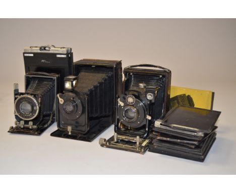 Folding Plate Cameras, including, Ernemann Heag 00, Folding Klito, Folding Betzin, two Fedelity DDS and film plate holders