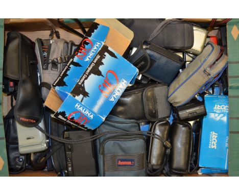 A Tray of Compact 35mm Cameras,  manufacturers include, Canon, Halina, Praktica, Olympus, Kodak and Fujifilm, some examples w