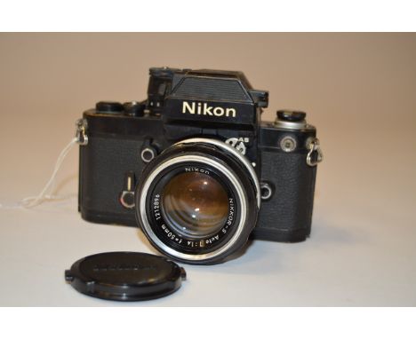 A Nikon F2AS Photomic SLR Camera,  serial no. 7922776, black, shutter working, body, F-G, minor brassing and paint loss, with