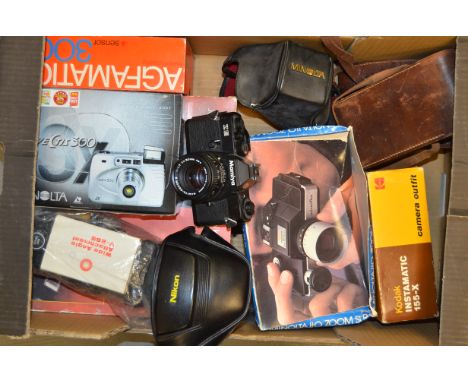 A Tray of Various Cameras,  cameras including a Zeiss Ikon Ercona II, a Ensign Selfix 320,a Mamiya ZE with Sekor E 50mm f/1.7