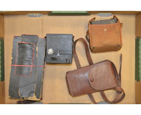A Tray of Various Cameras,  including a Kodak No. 3A Autographic with maker's box, a Coronet Xcel owned by Edwin Boston, Agfa
