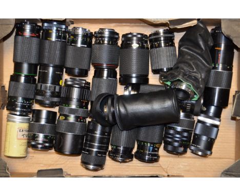 A Tray of Zoom Lenses, manufacturers include, Miranda, Tokina, Sigama and other examples