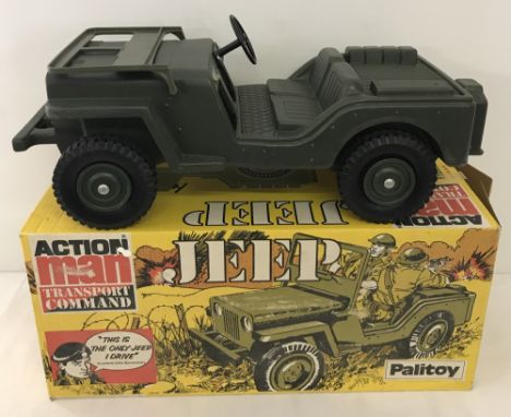 A boxed Palitoy action man Transport Command Jeep. Stars to box cut out. 