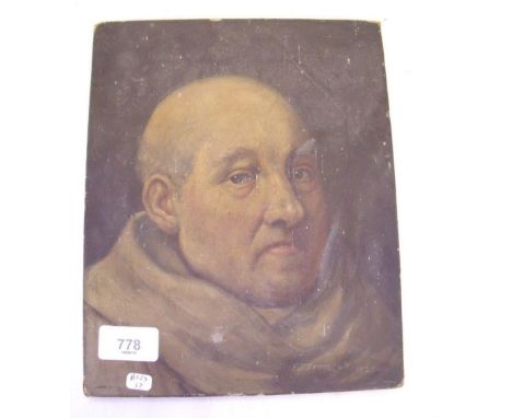 E P Dromgole - oil on canvas portrait of a priest, signed and dated 1920, 25 x 21cm