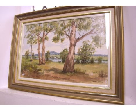 John R Upton - watercolour Australian landscape, 35 x 50cm