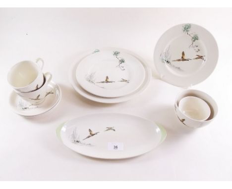 A Royal Doulton 'The Coppice' part dinner service comprising: four dinner plates, four tea plates, two breakfast plates, eigh