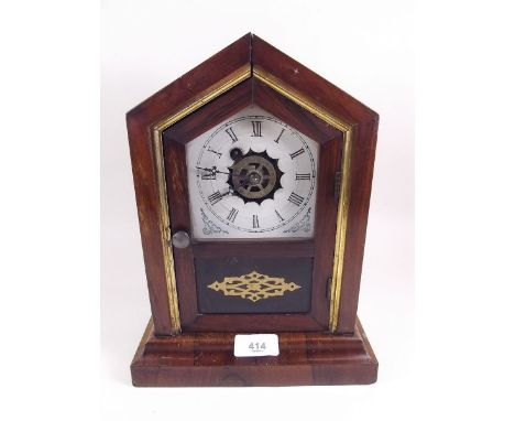 A 19th century 30 hour American shelf clock by Waterbury with alarm 