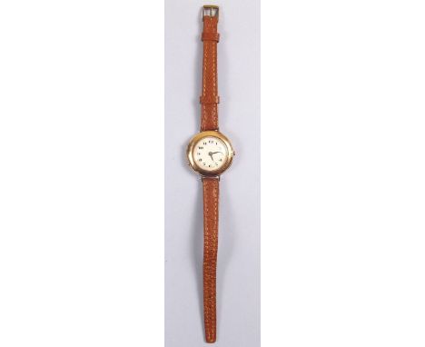 A 9 carat gold ladies wrist watch with enamel dial 