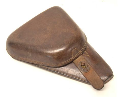 Second World War Imperial Japanese Nambu Pistol Holster, fine brown leather hard shell pistol holster for the Japanese Nambu 