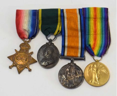 First world war British medal group of four, comprising of 1914-15-star, 1914-18 British war medal, 1914-19 Victory medal tri