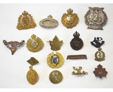 Quantity of 17x various Canadian cap badges to include: Princess Patricias Canadian Light Infantry, Royal Canadian Mounted Po