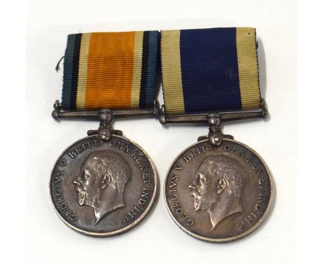 First world war British medal pair comprising of 1914-18 British war medal and GRV royal naval long service good conduct meda