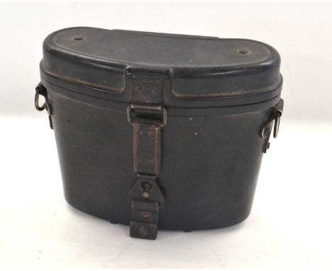 Pair of Second World War Third Reich German 6 x 30 Dienstglas binoculars, lens cover and bakelite case, binoculars stamped "d