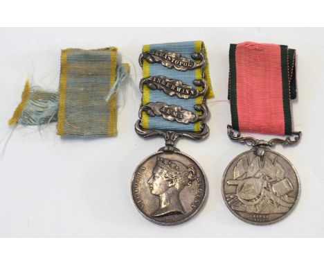 Queen Victoria Crimea war medal pair, comprising of Victoria Crimea medal with Alma, Inkerman, Sebastopol clasps, impressed t