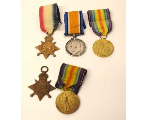 Quantity of First World War British medals to include a medal pair comprising of 1914-15 star and 1914-19 victory medal impre