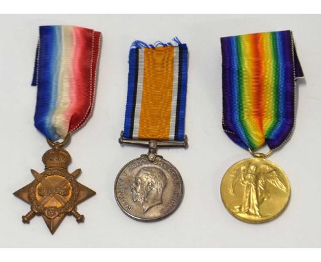 First world war British medal group of three medals to include 1914-15 star, 1914-18 war medal and 1914-19 victory medal impr