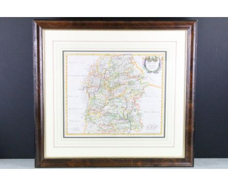 Robert Morden, map of Wiltshire, hand-coloured engraved map, sold by Abel Swale, Awnfham &amp; Iohn Churchil, label verso for