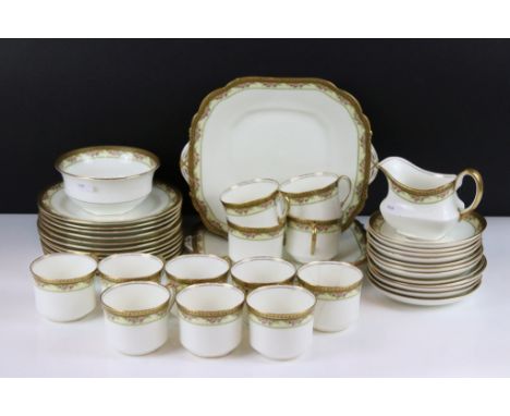Early 20th century Aynsley floral &amp; gilt tea set to include 12 cups &amp; saucers, 12 tea plates, milk jug, sugar bowl an