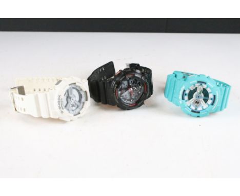 A collection of three Casio G-Shock gents wristwatches. 