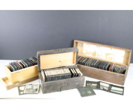 A collection of over 100 magic lantern slides, mainly nautical to include sail boats, tall ships ...etc.. with some marked Br