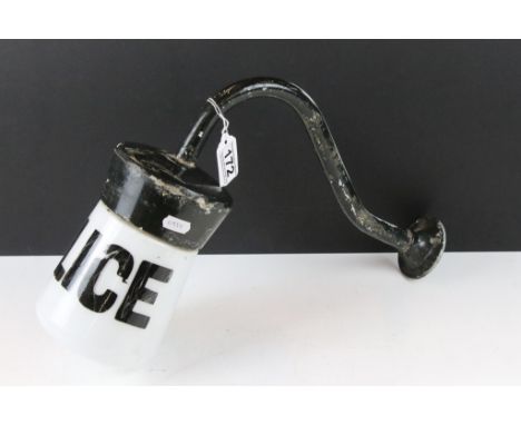 ' Police ' painted metal wall light with opaque white glass shade, approx 29cm high 