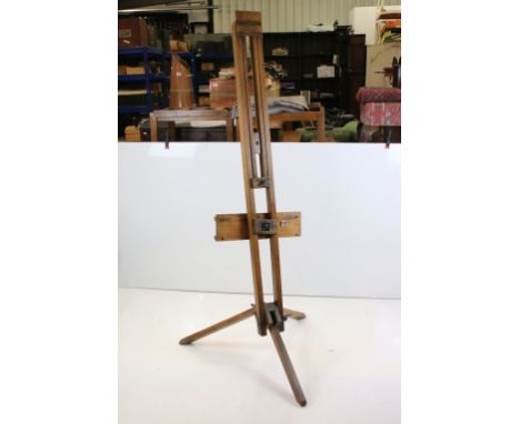 Early 20th century Beech wood Artists Easel, 179cm high 