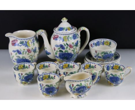 Mason's Regency pattern coffee service to include coffee pot, jug, cream jug, six coffee cups and saucers and sugar bowl. Mar