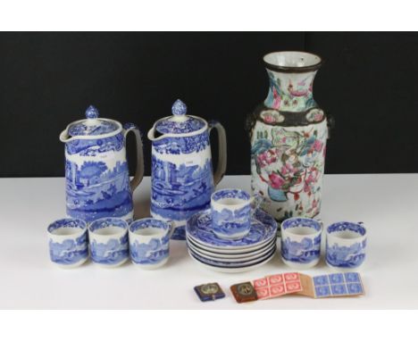 Copeland Spode's Italian Pattern blue &amp; white coffee ware to include 6 coffee cups &amp; saucers and 2 hot water pots &am