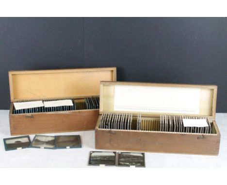 A collection of over 50 glass magic lantern slides, mainly topographical examples to include Kent, channel islands, Lincolnsh