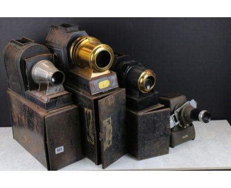 Four magic lanterns / projectors to include The Praestantia - Riley Bros Bradford, Aldis electric slide projector and two fur