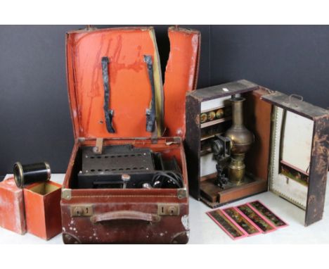 Ensign Optiscope No. 6 lantern slide projector with Aldis Uno Projection 10" focus lens, together with an antique gilt metal 