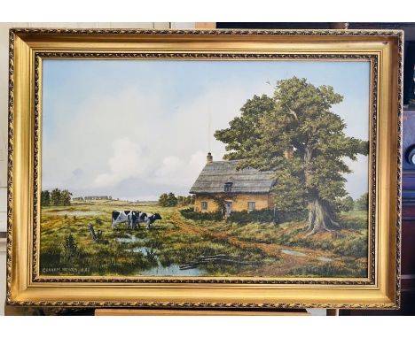 Graham Nichols, Oil on Canvas, 'Farm Scene'. Signed Lower Left, 50cm x 75cm, Framed. 