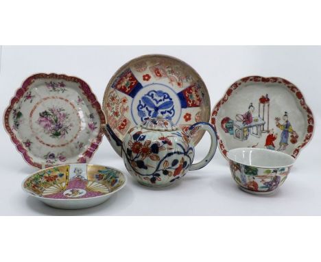 Group of Chinese export wares and Japanese ceramics , including 2 Chinese export teapot stands , Chinese export teabowl , , C