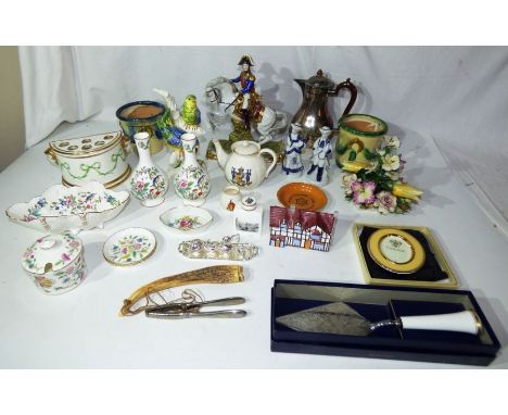 A group of mixed 20th C&nbsp; ceramics and a silver plated hot water pot , to include Aynsley Pembroke pattern , a Present co