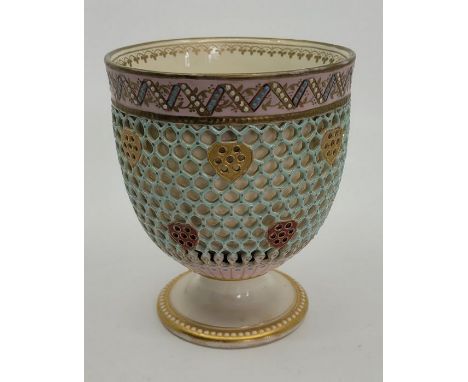 Royal Worcester reticulated vase 1877 , 13cm high , restored