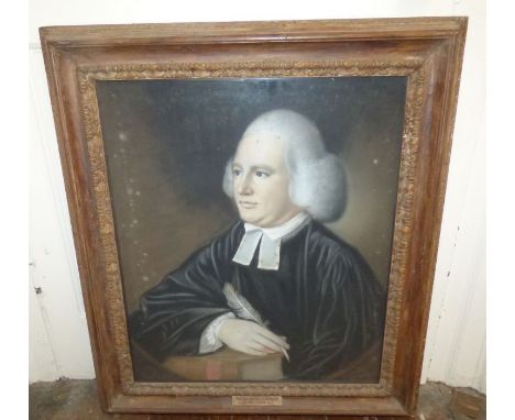 18th Century English School. Half-length portrait of the Rev. Miles Atkinson (1741-1811), pastel on laid paper mounted on can