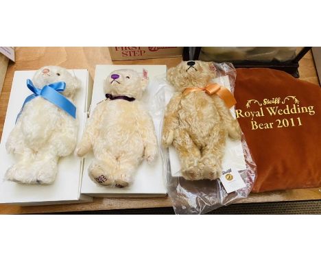 3x Steiff teddy bears - to include Royal Wedding Bear 2011 - All boxed&nbsp; (3)