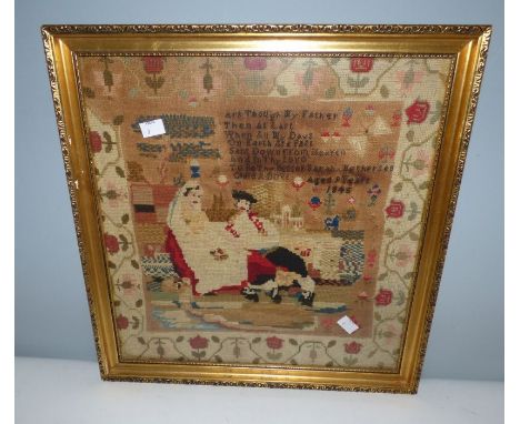 Victorian tapestry , made by Sarah Netherson aged 9 years 184544cm x 45.5cmsome staining