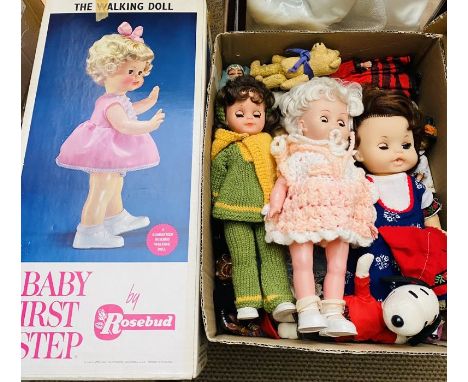Rosebud 'The walking doll' - boxed - with 30+ small tourist piece dolls &amp; teddy bears, mostly small examples.&nbsp;