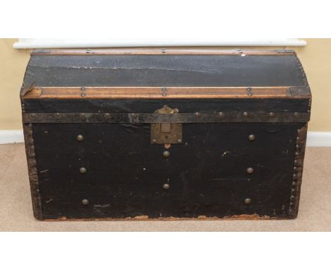 A 19th century domed top travelling trunk, approx 54cm high x 90cm wide 