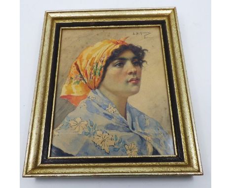 *****RE-OFFER £75 - £100*******&nbsp;


Luigi Di Giovanni (Italian, 1856-1938)&nbsp; Portrait of a young lady in a shawl and 