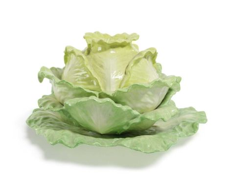 AN ITALIAN POTTERY 'STATELY HOMES, SIR HUMPHREY WAKEFIELD' TROMPE L'OEIL LETTUCE TUREEN BY MOTTAHEDEH, LATE 20TH CENTURYwith 