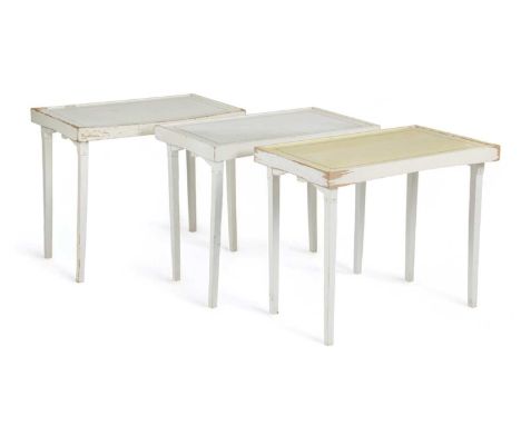 THREE PAINTED PICNIC TABLES SECOND HALF 20TH CENTURYwith folding legs (3)57.7cm, 68.5cm wide, 42.4cm deepProvenanceParker & M