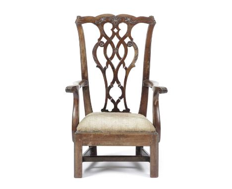 A GEORGE III SCOTTISH MAHOGANY CHILD'S ARMCHAIR BY CHARLES DOUGLAS OF YESTER, C.1770the pierced and interlaced splat carved w