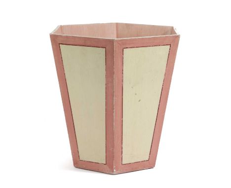 A PAINTED HEXAGONAL WASTEPAPER BIN ATTRIBUTED TO COLEFAX & FOWLER, SECOND HALF 20TH CENTURYwith faux panel decoration31.2cm h
